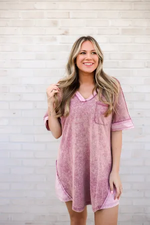 VERY J Short Sleeve V-Neck Tee Dress