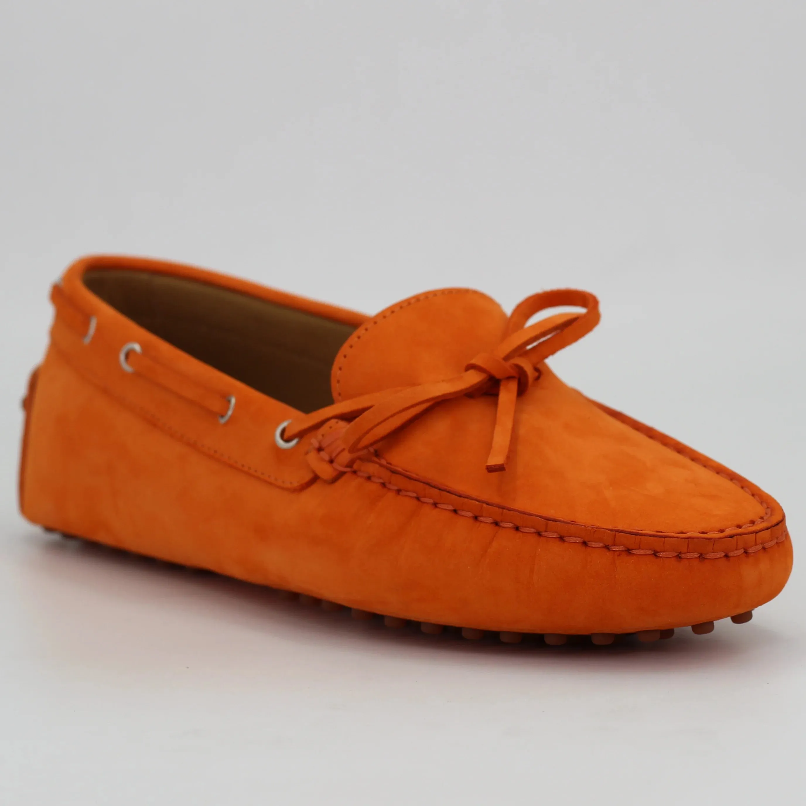 Women's Genuine Leather Nabuk Driver Shoe in Arancio Orange (COND04011)