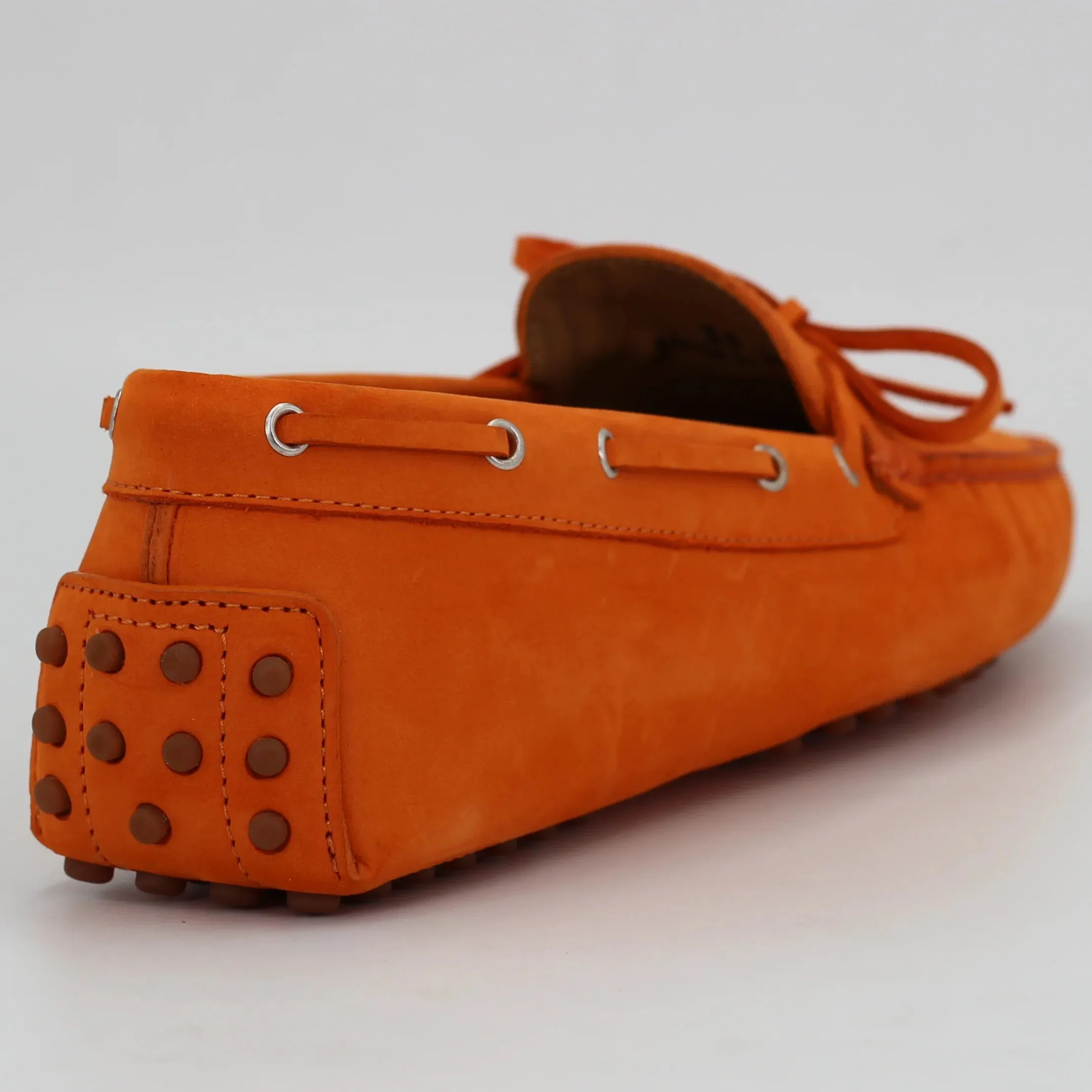 Women's Genuine Leather Nabuk Driver Shoe in Arancio Orange (COND04011)