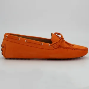 Women's Genuine Leather Nabuk Driver Shoe in Arancio Orange (COND04011)