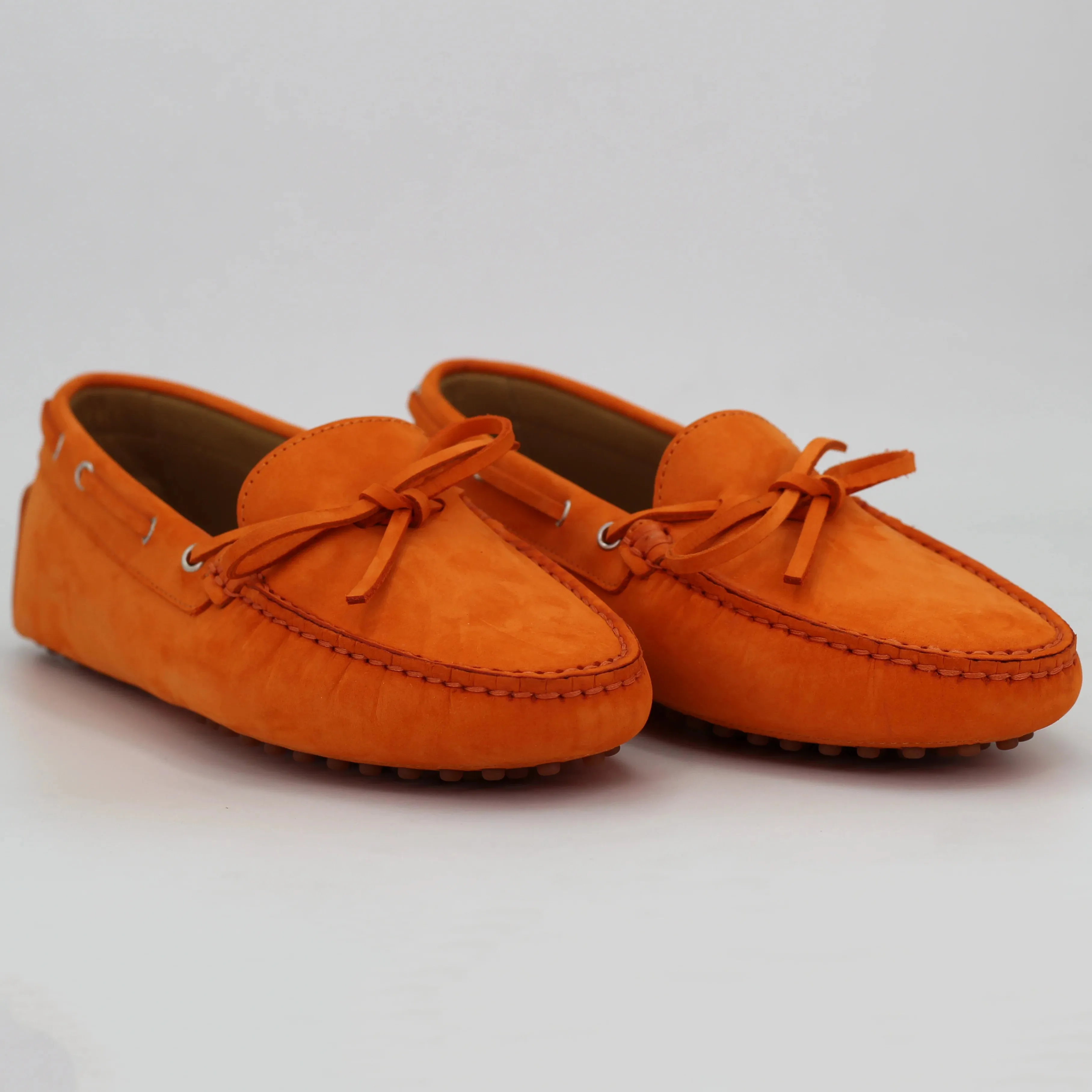 Women's Genuine Leather Nabuk Driver Shoe in Arancio Orange (COND04011)