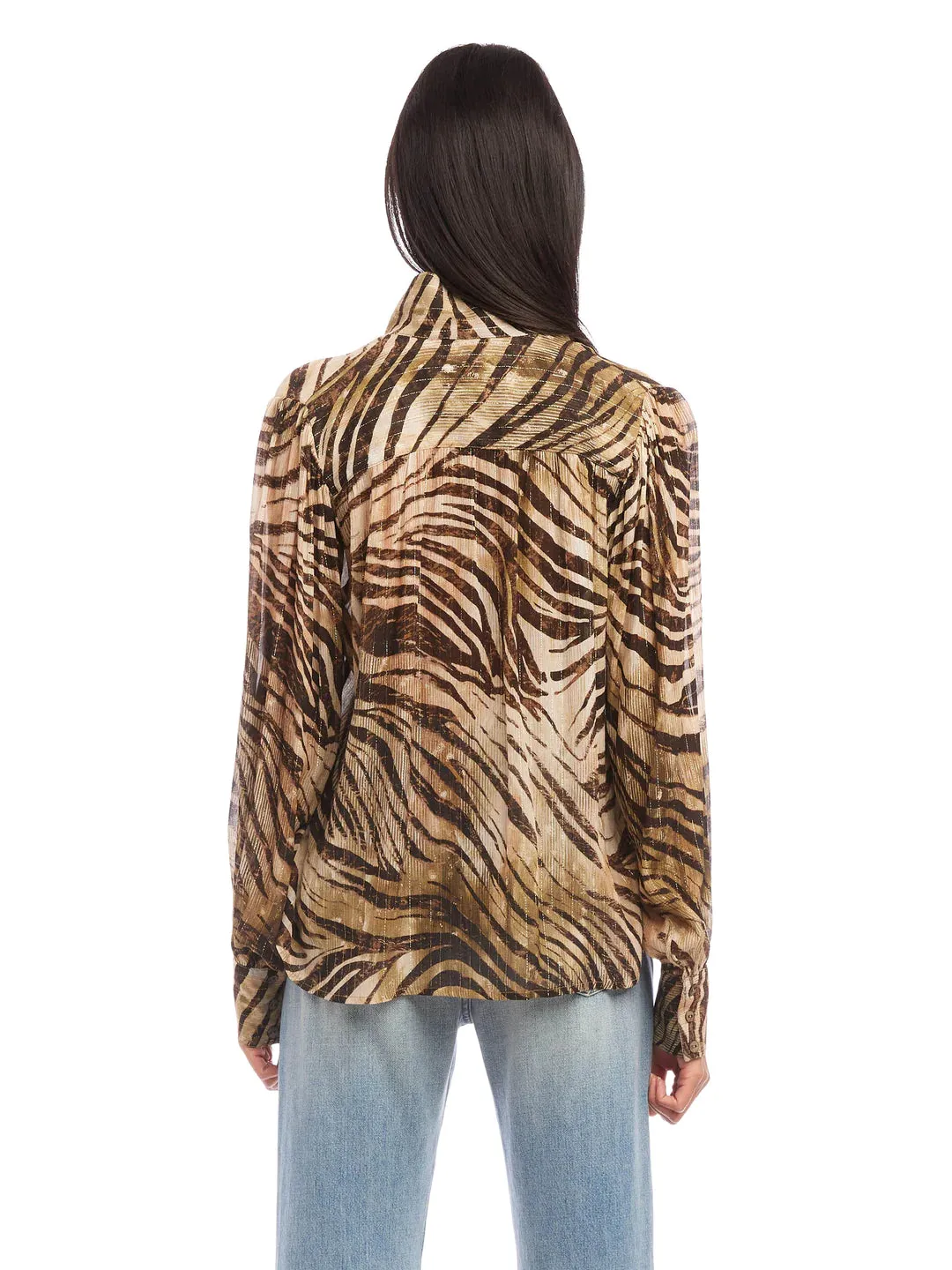 Zebra Print Metallic Blouse