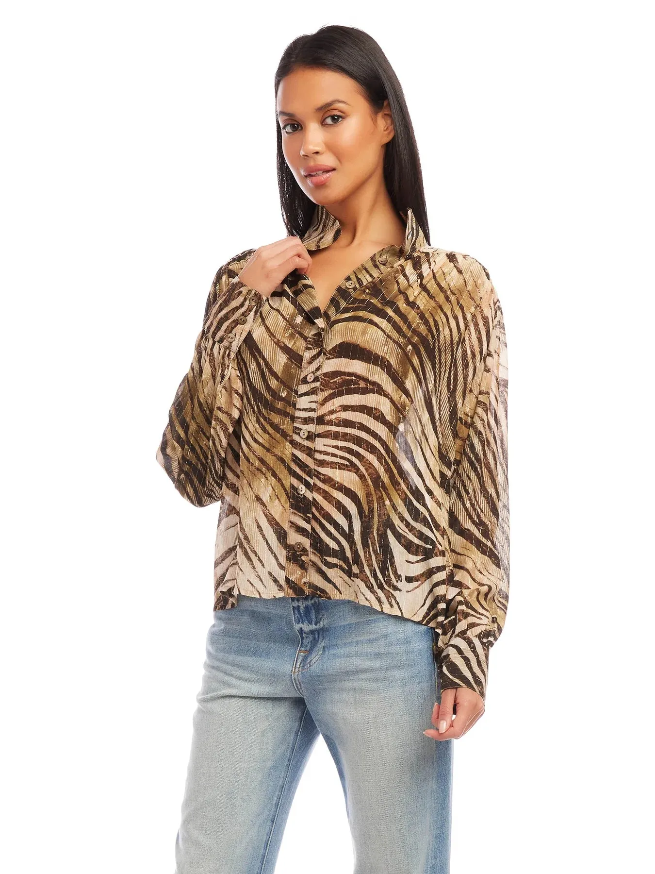 Zebra Print Metallic Blouse