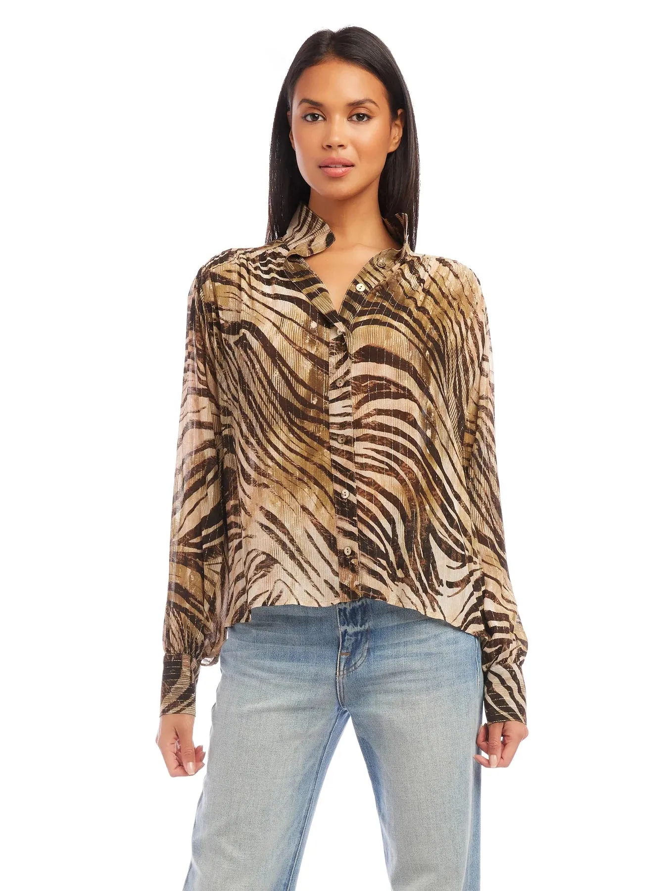 Zebra Print Metallic Blouse