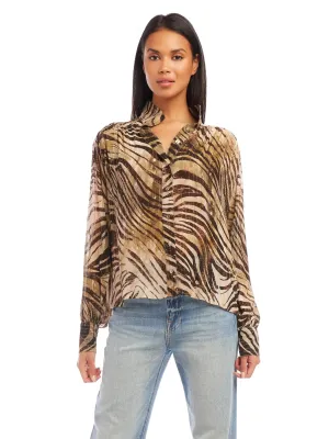 Zebra Print Metallic Blouse
